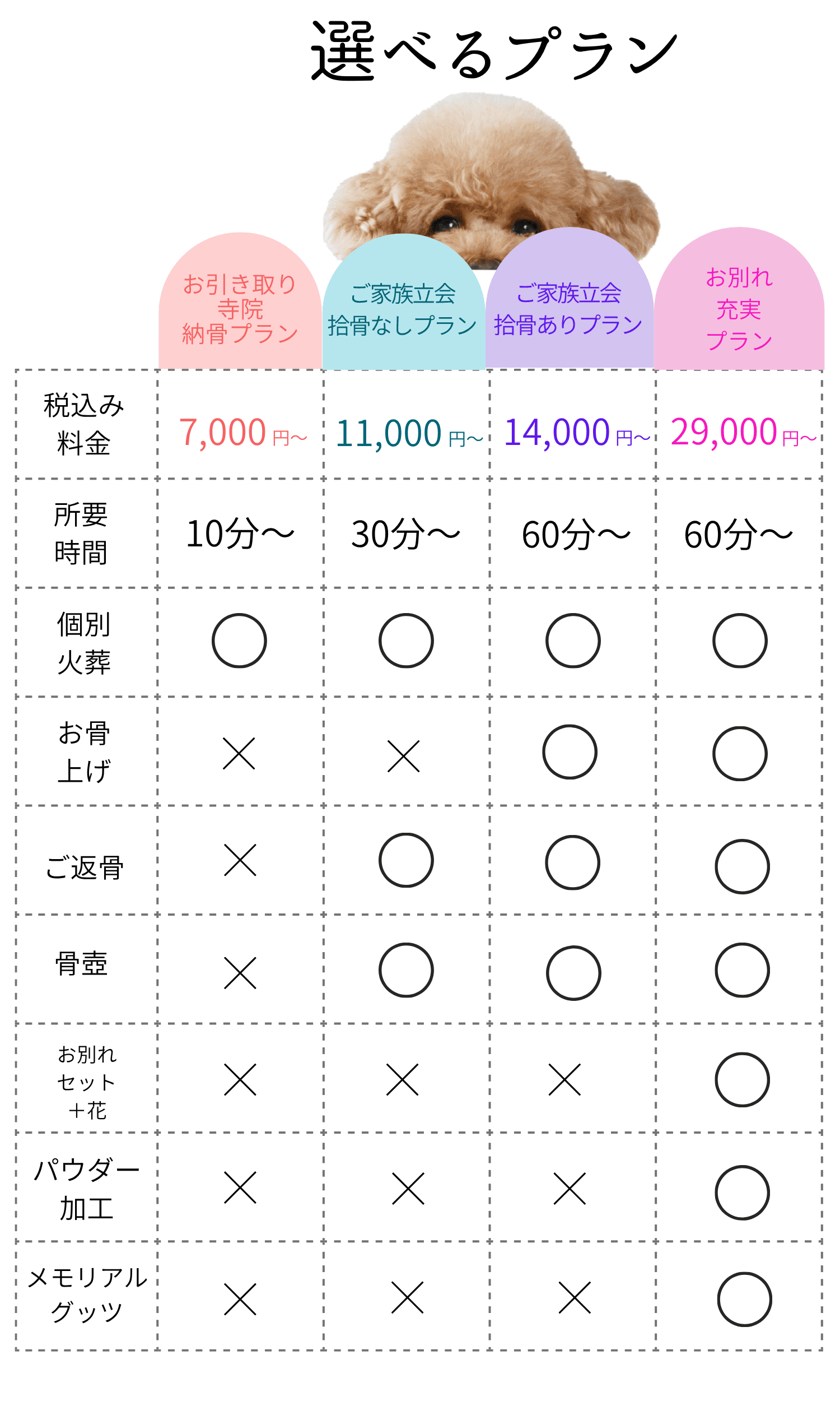 ペット火葬ハリーズ　ペット火葬プラン詳細